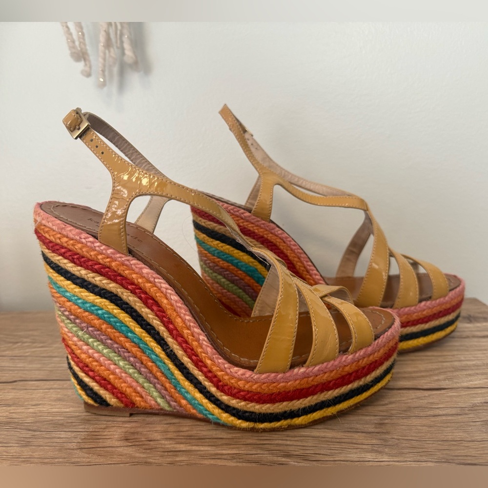 KATE SPADE Lindsay Rainbow Espadrille Wedge Platform Sandals 8